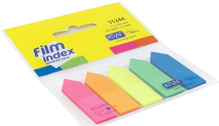 KRAF INDEX FILM (PP) 12x44MM OK ŞEKİLLİ   5 RENK X 25 YP 51244