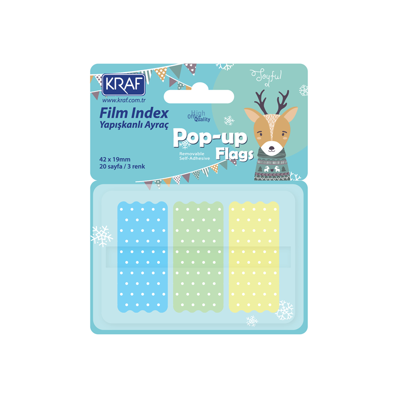 KRAF INDEX FILM (PP) 42x19MM POP-UP 3 RENK 20 YP PASTEL PUANTİYELİ 4219-2