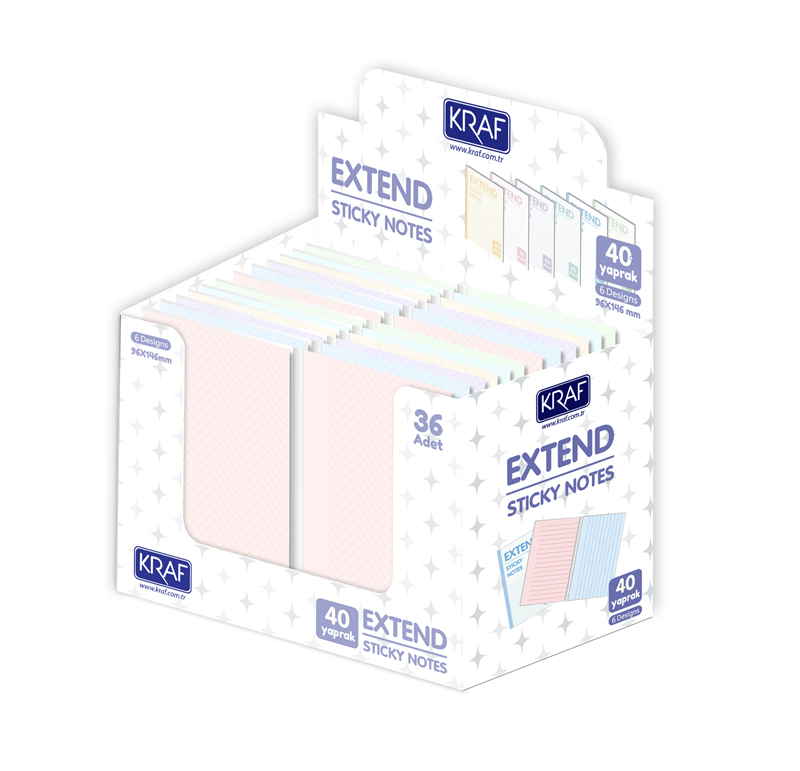 KRAF YAPIŞKANLI NOT KAĞIDI EXTEND 96x146( 2X20YP) 40 YP 96146 