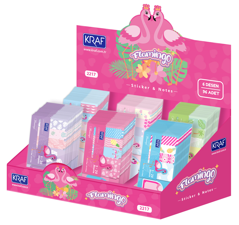 KRAF YAPIŞKANLI NOT KAĞIDI SET FLAMINGO 100 YP 2217FL